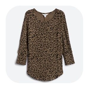 Market & Spruce L animal print brushed dolman sleeve top